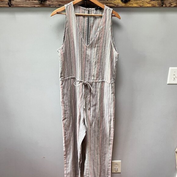NEW‎ DREW Anthropologie Striped V-Neck Drawstring Jumpsuit Size M - Picture 1 of 8